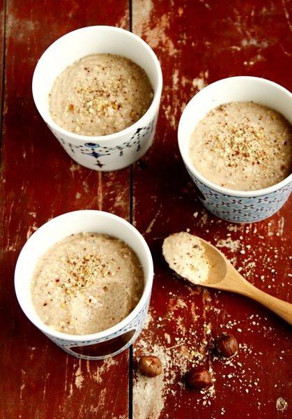 Mousse de poire nashi à l'agar-agar et aux noisettes