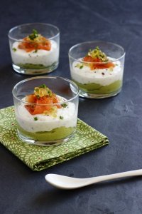 Wasabi et saumon fumé en verrine